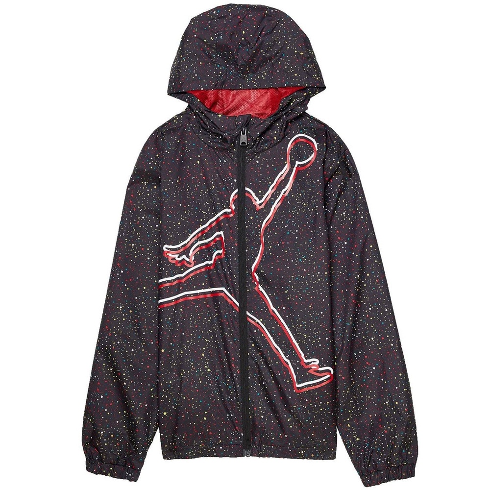 Jordan Black Speckled Jumpman Hooded Raincoat with Red Trim